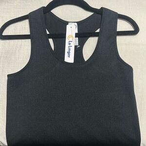La Linger Womens Racerback Ribbed Seamless Stretchy Tank Top